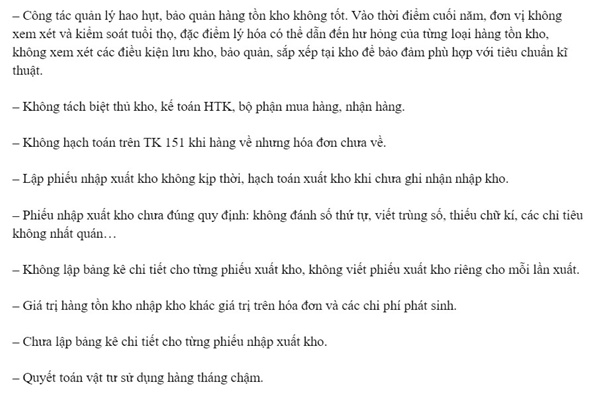 Một số sai sót đối với công việc kế toán kho