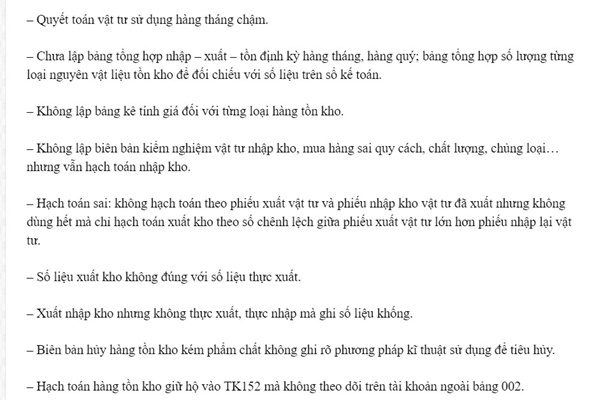 Một số sai sót đối với công việc kế toán kho